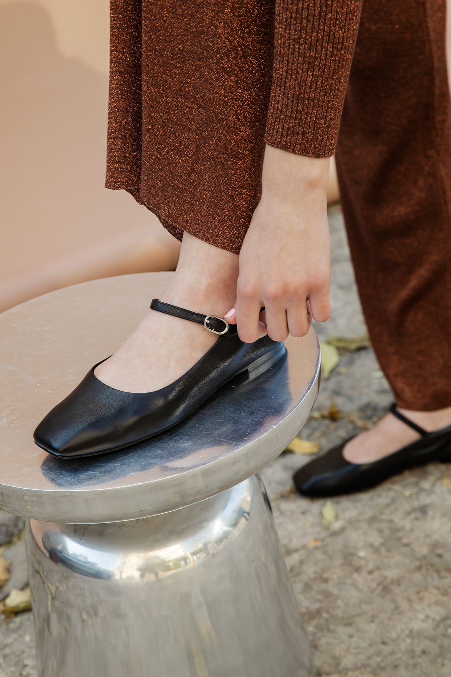 Woden Black Leather Flats