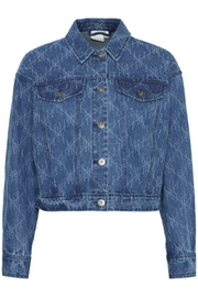 Denim Jacket with Geometric Pattern