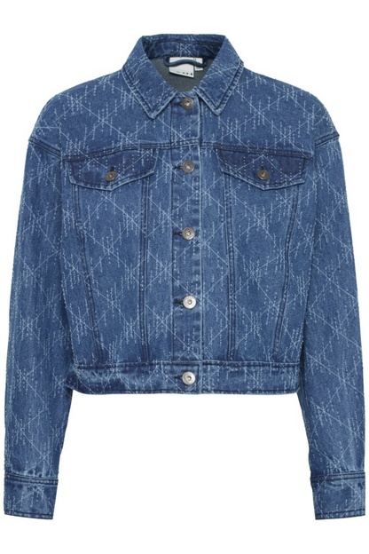 Denim Jacket with Geometric Pattern