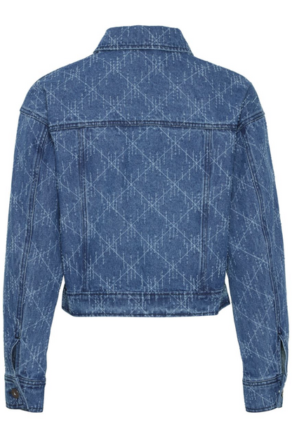 Denim Jacket with Geometric Pattern