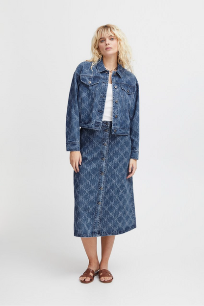 Denim Jacket with Geometric Pattern