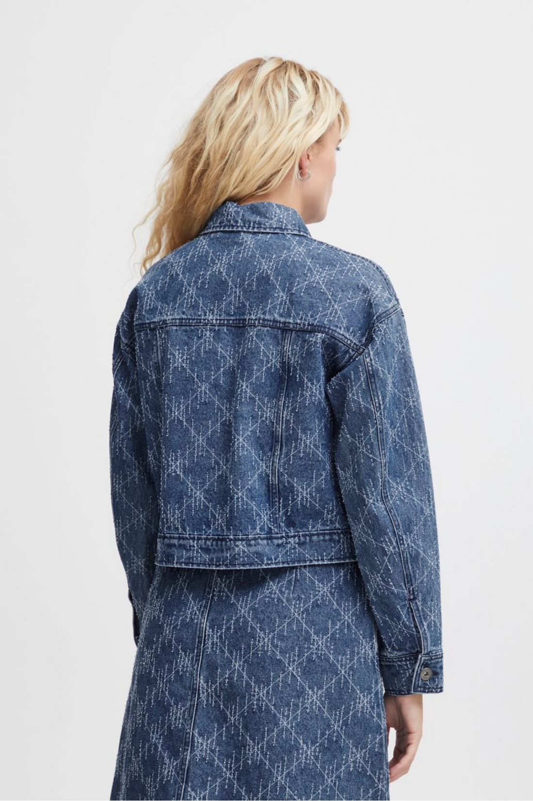Denim Jacket with Geometric Pattern