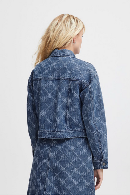 Denim Jacket with Geometric Pattern