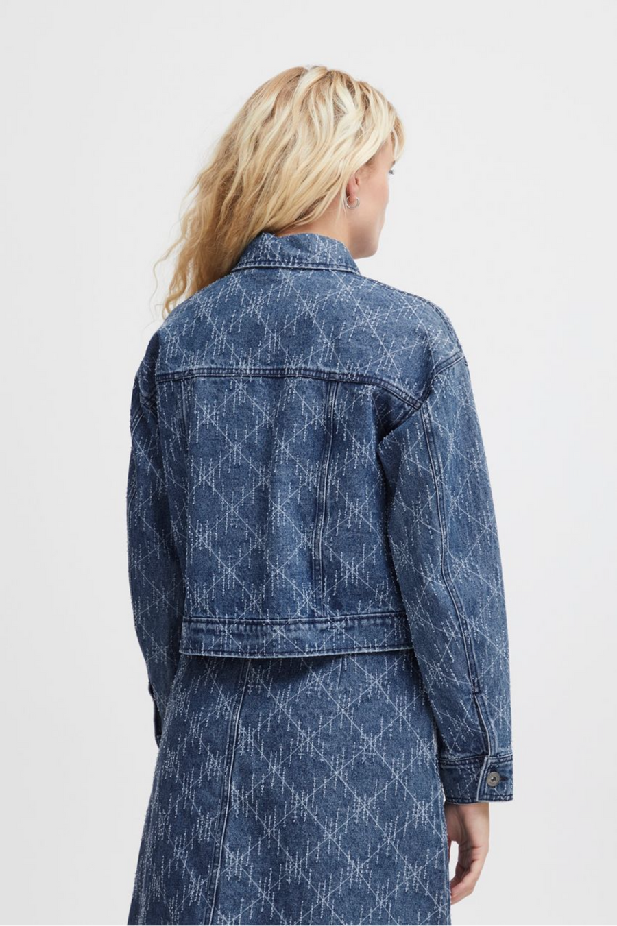 Denim Jacket with Geometric Pattern