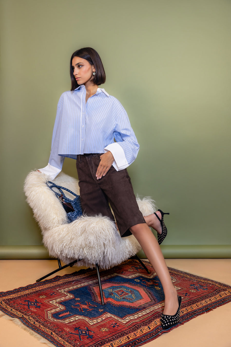 Suede Knee Length Shorts