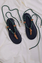Flo Flat Hazelnut/Forest Green Sandals
