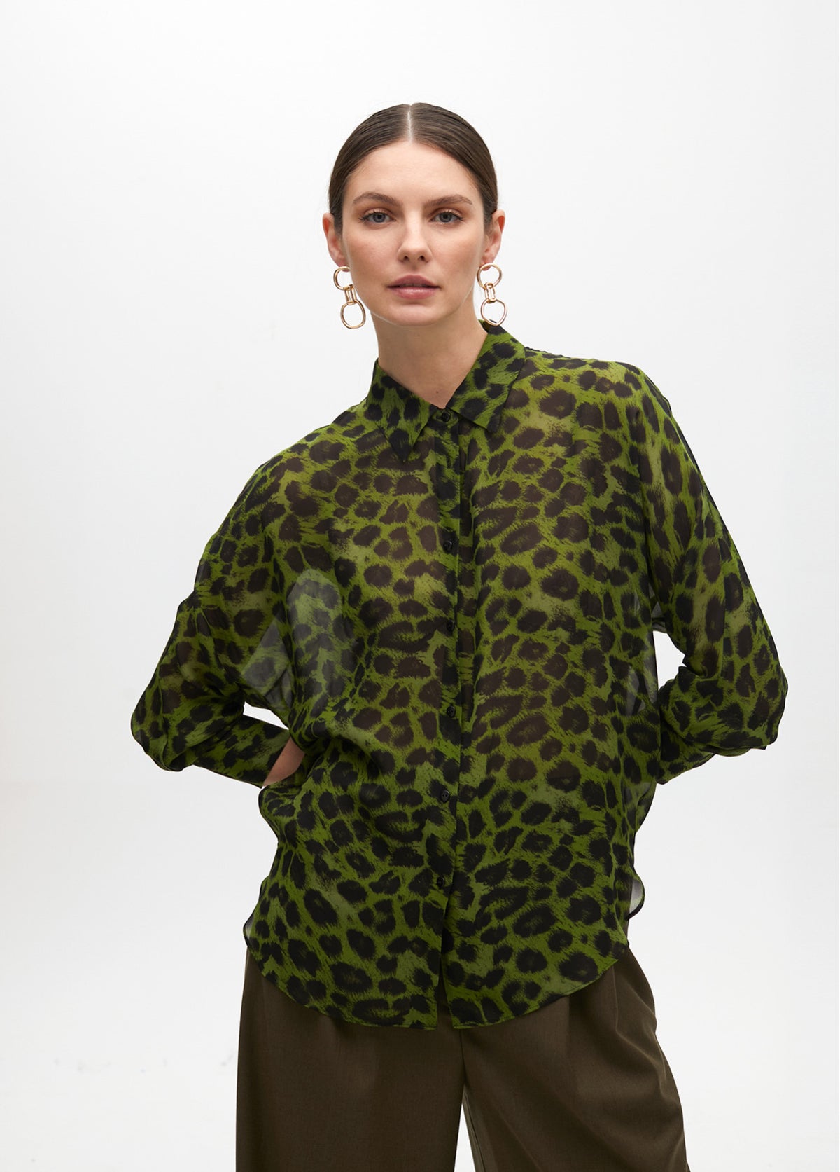 Animal Print Shirt with Tie Detail
