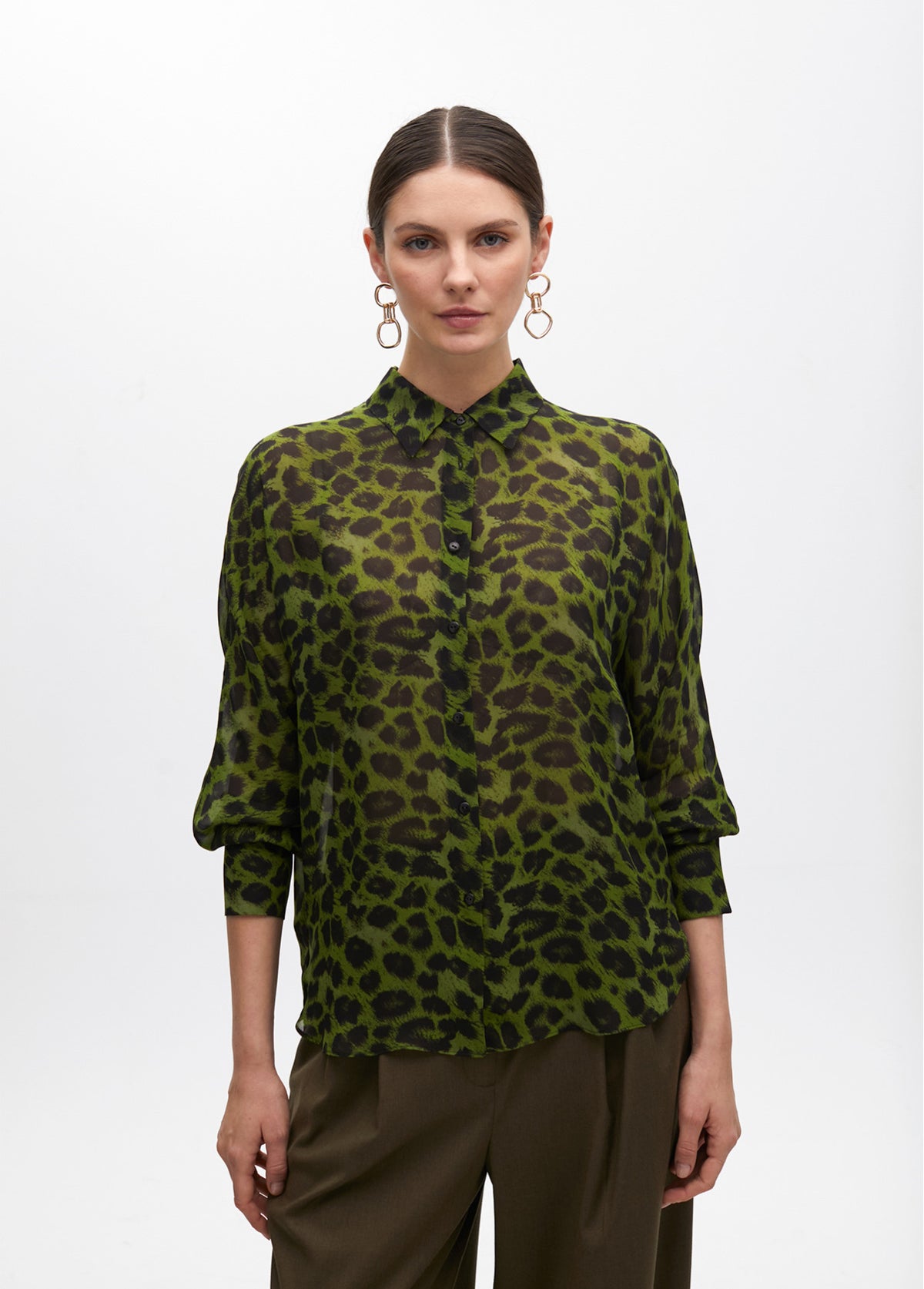 Animal Print Shirt with Tie Detail