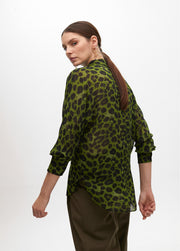 Animal Print Shirt with Tie Detail