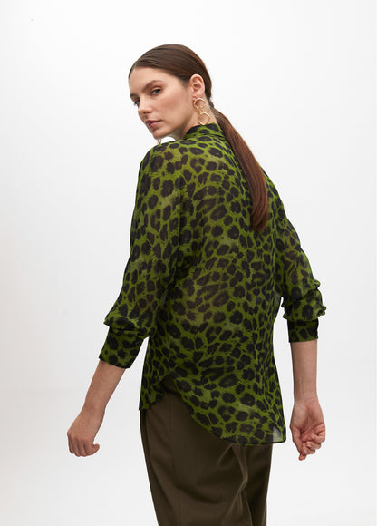 Animal Print Shirt with Tie Detail