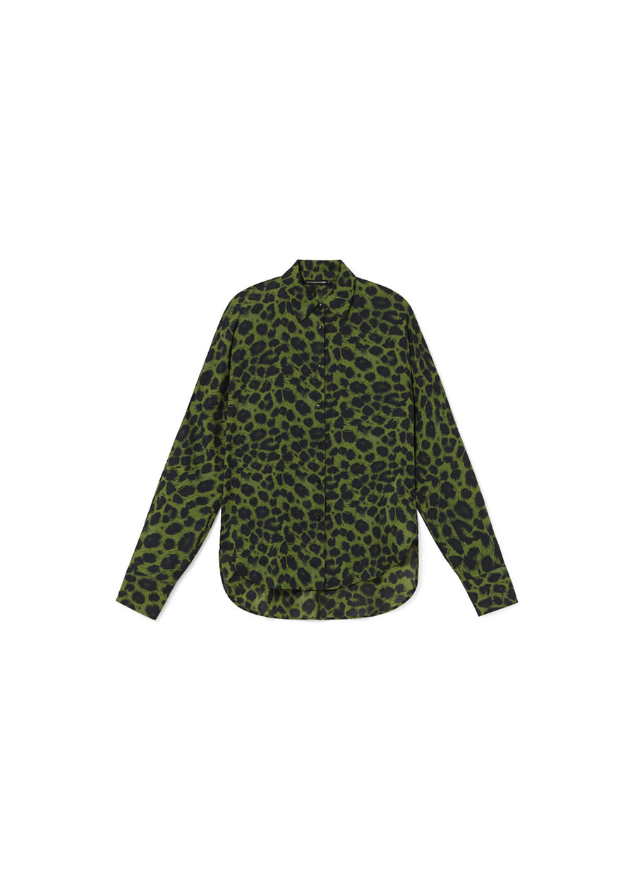 Animal Print Shirt with Tie Detail