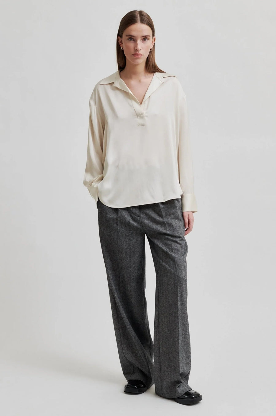 Silky Open-neck Blouse