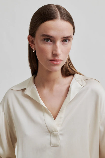 Silky Open-neck Blouse