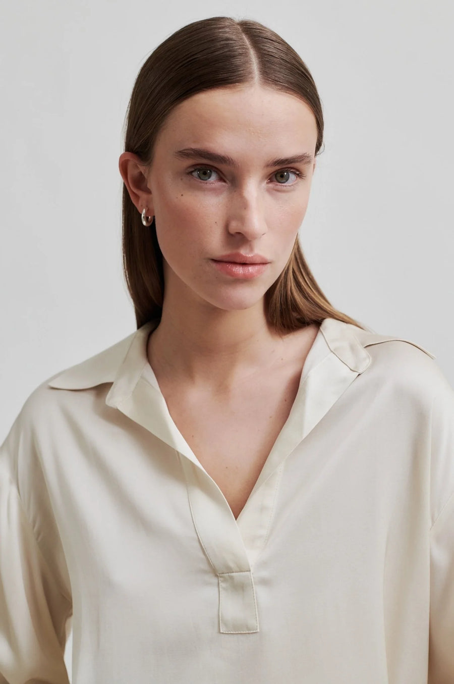 Silky Open-neck Blouse