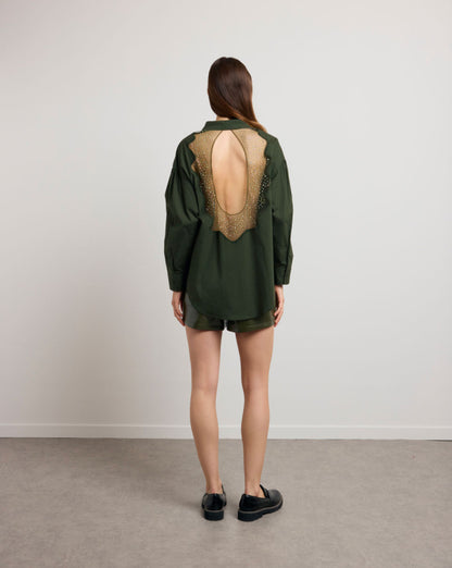 Open Back Button Shirt